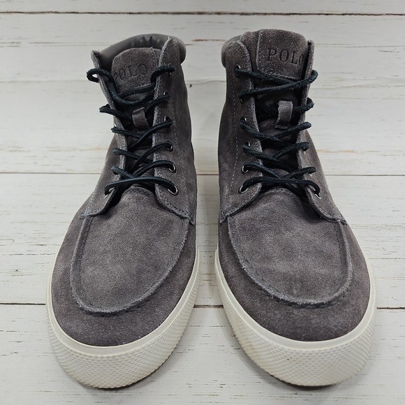 Polo Ralph Lauren Tedd Chukka Boots Mens 9.5 D Gray Leather Suede Hi Top Shoe‎ main image 6